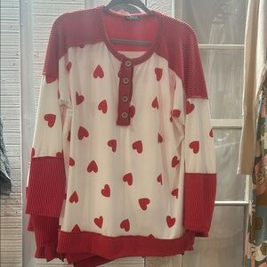 Heimish USA Red and White Heart Sweater